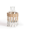 Glass Bottle with Grey/White Willow Open Weave ea