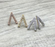 jj + rr Stainless Steel Pave “V” Earrings