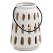 Lantern Ceramic w Cutouts White EA