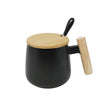 Mug Scandi Black with wooden handle and lid