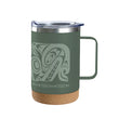 Travel Mug with Handle and Cork Bottom Indigenous Design by Native Northwest
