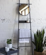 Ladder Blanket with Mirror and Shelf Black Metal