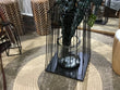 Black Wire Lantern with Glass Vase 13”h  ea